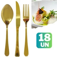 18 Piece Cutlery Set GOLD PREMIUM Line Complete Cutlery Set - 黑色 - 查看 2