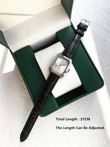 Pablo Raez 1 件女士手表可爱流行全新奢华女士腕表高品质女士时尚矩形正装手表 IPS 银色 SUS304 不锈钢 50 米防水简约可爱时钟女式优雅休闲石英女士手表超细纤维皮革柔软透气条形刻度高级学院风腕表适合日常使用送给家人或女朋友的精美礼物