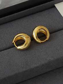 2pcs Exquisite 925 Sterling Silver Thick Belly Button Earrings, Minimalist Design, Fashionable Ins Style, Party & Birthday Gift For Women - Silver - View 5