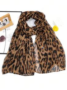 1pc Women's Bohemian Style Leopard Print Headscarf, Soft & Breathable Street-Chic Scarf/Shawl, Versatile For Daily Wear