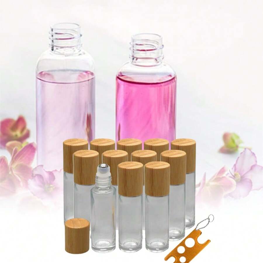 12 Pcs 10ml Refillable Transparent Sample Bottles Glass Bottles Essential Oil Bottles With Stainless Steel Balls Portable And Practical Materials Safe For Daily Perfume Packaging