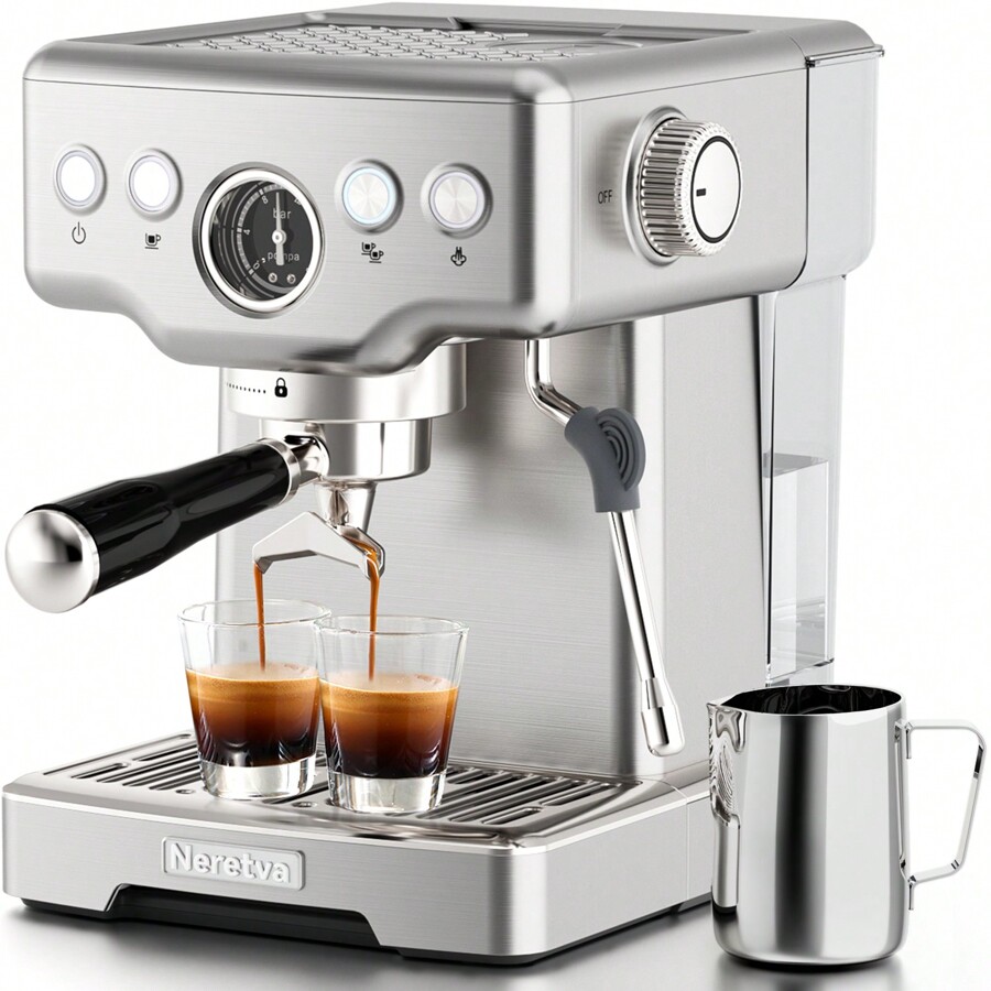 Neretva Neretva Espresso Machine 15 Bar, 2 In 1 Professional Coffee And