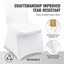 50 Pcs White Chair Covers Polyester Spandex Chair Cover Stretch Slipcovers For Wedding Party Dining Banquet Flat-Front Chair Covers - 白色 - 查看 5