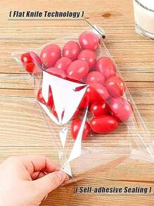 100pcs Cookie Bags For Packaging, Clear Self Sealing Cellophane Individual Cookie Bags For Gift Giving School Supplies Food Bag Food Box Suitable For Candy Chocolate Cookies Etc - Clear - View 5