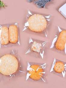 100pcs Cookie Bags For Packaging, Clear Self Sealing Cellophane Individual Cookie Bags For Gift Giving School Supplies Food Bag Food Box Suitable For Candy Chocolate Cookies Etc - Clear - View 3