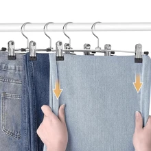 50PCS Estantería de pantalones Ganchos para Pantalones con Clip Perchas para Ropa 30CM Metal Ligero Resistent Antideslizantes Duradera Ajustables con Gancho Giratorio Perchas para Faldas Jeans Adultos Hogar,Perchas para Pantalones con Clip - Antideslizantes con Clips Ajustables Que no Deja Marcas Perchas de Metal Resistente Pantalones con Gancho Giratorio Perchas para Faldas y Jeans  Organizador de Armario - Plateado - Ver 6