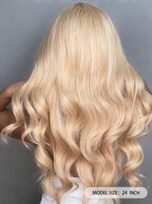 24英寸高品质自然波浪中长卷金色合成纤维假发，适合日常佩戴、节日、派对、角色扮演、万圣节、圣诞节和其他场合。 - 金色 - 查看 5
