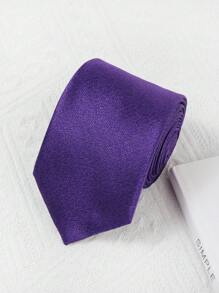 1pc Solid Color Casual Woven Tie, For All Seasons - Purple - View 6