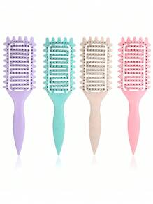 1pc Curling Brush, Curling Brush, Breathable Hairbrush For Grooming, Shaping And Defining Curls, Suitable For Women And Men With Less Pulling - Multicolor - View 2