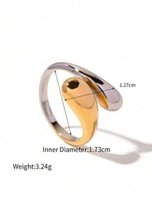 1 件女士不锈钢花朵戒指，金色和银色双色戒指，时尚叠层几何戒指，日常和派对珠宝礼物情人节