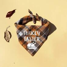 Thanksgiving Day Pet Plaid Bandana - Yellow - View 5