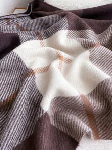 1 chiếc khăn quàng cổ cashmere giả kẻ caro màu thời trang thu đông cho nữ phiên bản Hàn Quốc mới, khăn choàng tua rua đa năng, khăn choàng ấm áp chống lạnh, áo khoác ngoài, đi làm, du lịch, giải trí, phụ kiện mặc hàng ngày cho nữ - WT184-3 màu nâu - Xem 4