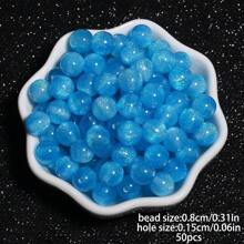 50 hạt nhựa lấp lánh hình thiên hà 8mm dạng tròn dùng để làm đồ trang sức, vòng tay, khuyên tai, vòng cổ, phụ kiện DIY - Hạt - Xem 9