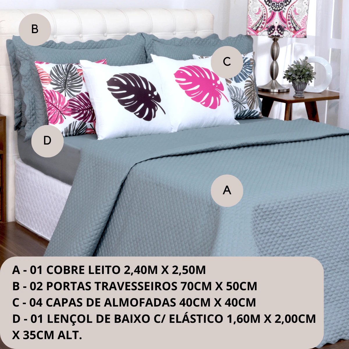 Quilt Kit, Bedspread + Sheet For Queen Size Bed, 8 Pieces, 200 Thread