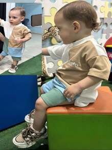 CONJUNTO SHORTS INFANTIL MENINO COLORIDO VERÃO