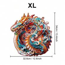 3D Chinese Dragon Wood Puzzle In Exquisite Paper Box - Asymmetrical Shaped Wooden Jigsaw Puzzle Toy, Unique Children's Educational Toy, Wall Decor, Holiday Gift, Christmas Present - Multicolor - View 12