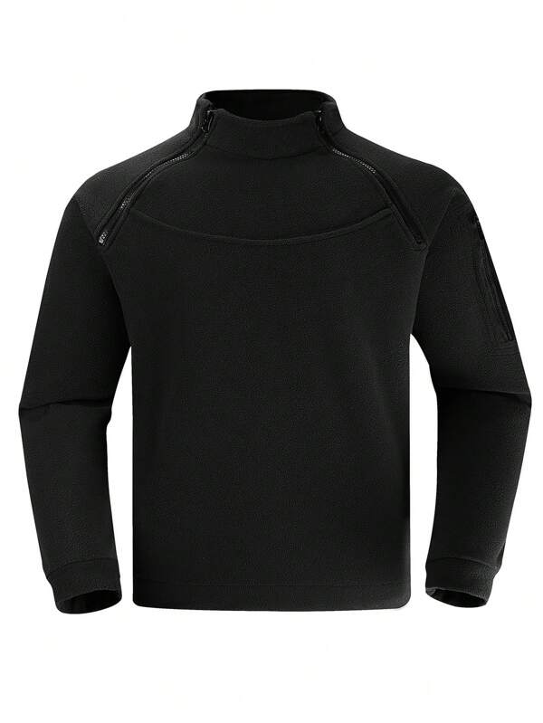 New Autumn/Winter Men's Hoodie, Outdoor Warm Tactical Pullover Sweatshirt, Suitable For Inner And Outer Wear, Cycling, Outdoor Sports, Running, Fishing, Black
