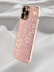 1 个粉色电镀 TPU 星形印花手机壳和 1 个粉色电镀水钻心形手机壳，适用于 16 Pro Max、 15 Pro Max、A52 4G、A31 4G、A23、Redmi Note 11 Pro 4G、Redmi Note 12 4G、OPPO A54、A14、A54 防水防震防摔防刮 - 彩色 - 查看 4
