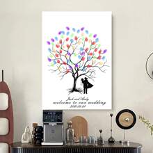 1 Stück Kreative Fingerabdruck DIY Finger Malerei Hochzeitsfeier Firmen Jahrestreffen personalisierter Fingerabdruck Anmeldung Baum, erhöht den Spaß, dekorative Malerei, Wohnzimmer, Schlafzimmer, Dekorationsposter, denkwürdig, bedeutungsvoll, Leinwand, ohne Rahmen, Valentinstag, Valentinstag Dekoration, Multifunktional, schimmelresistent, ornamental, exquisit, stilvolle, ideale Geschenke für sie, ihn, Freund, Freundin, Vater, Mutter, Familie, Freunde, Küche, Esszimmer, Schlafzimmer, Büro, Wohnzimmer, Zuhause, Garten, Teeraum, für Jahrestage, für Geburtstage, für Einweihung, für Abschluss, Weihnachtsdekoration, Herbst Zuhause Auffrischung, skandinavisch gemütliches Zuhause, warme Atmosphäre