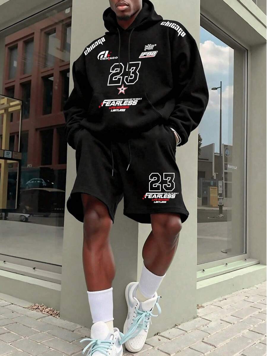 Men's Printed 23 Number Letter English Graphic Racing Sports Hooded