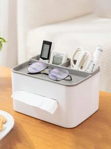 1pc Multifunction Tissue Storage Box - Light Grey - View 9