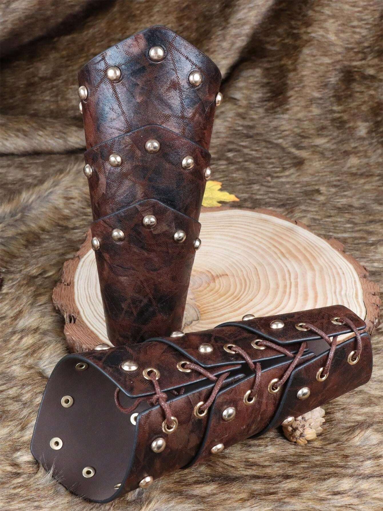 Medieval Viking PU Leather Wristbands Renaissance Historical Knight