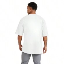 Kit Of 2 Oversized Cotton T-Shirts For Gym, Fitness And Sports, Comfortable And Round Neck - 白色 - 查看 3