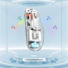 ATTACK SHARK Wireless Bluetooth5.1&2.4G Mini Lightweight Mouse,Transparent Clear Cool,Rechargeable Silent Computer Mice,Nano USB C Receiver,LED Battery Magic Silm