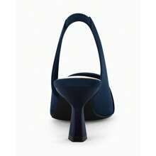 Womens Sling Back Kitten Heels Low Dress Shoes Slingback Pumps Pointed Closed Toe Comfortable Party Office Sandals Christmas Gift & New Year Gift - 藏蓝色 - 查看 6