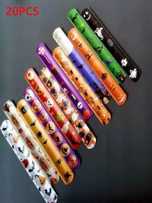 12/20/30 piezas Pulseras con palmadas de Halloween para decoración de fiestas, con diseños de arañas y calaveras, pulseras con palmadas de Navidad (color aleatorio), Navidad - Multicolor - Ver 7