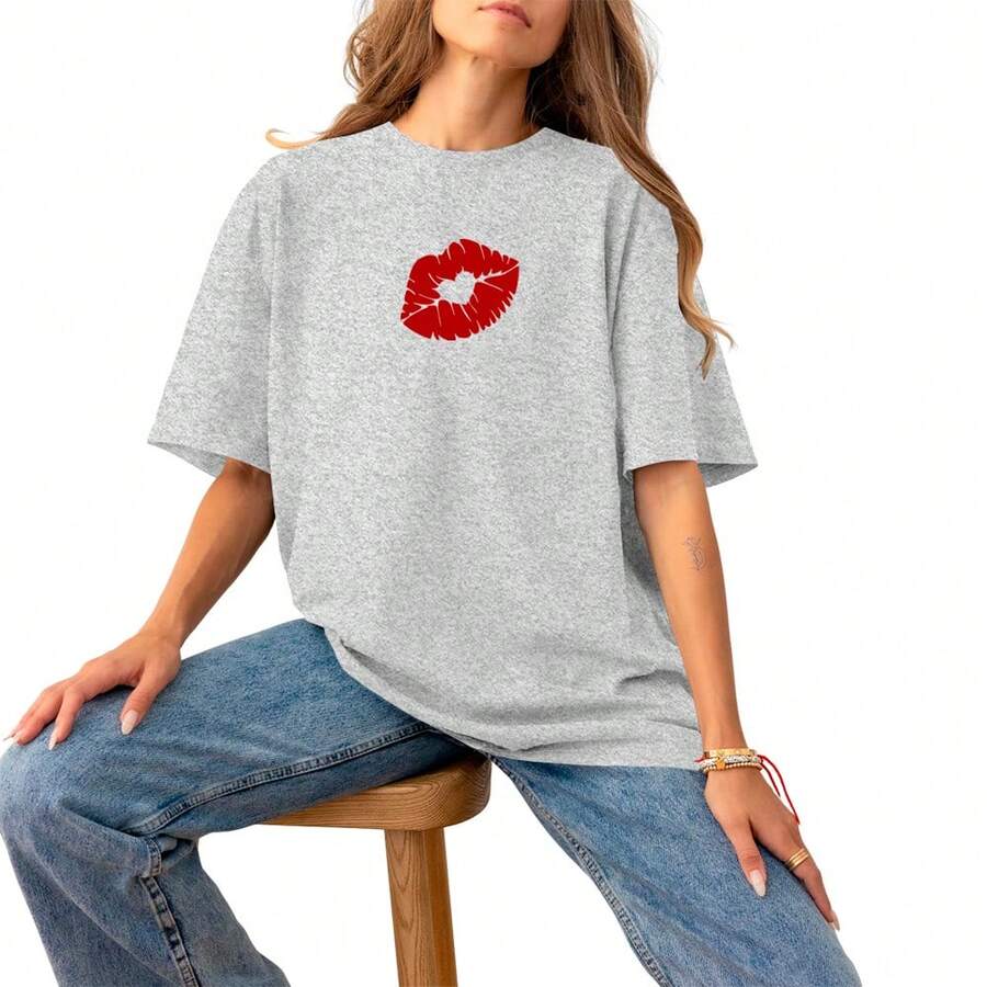 Women's Basic Printed Blouse For Any Occasion Cotton - 深灰色 - 查看 1