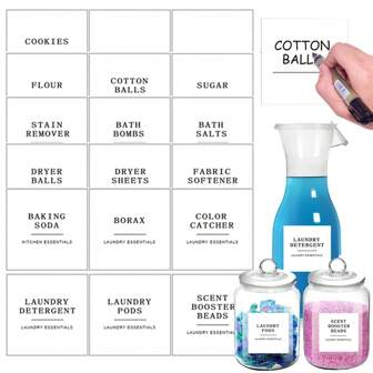 18pcs Laundry Room Waterproof Stickers For Laundry Sheets Balls Detergent Scent Booster Powder Labels Adhesive Sort Labels, Stickers, Wall Decal, Vinyl Decal For Home Decorations, Spring Decoration Items Refresh Your Home, Festival Decoration Stickers Gifts Birthday Graduation