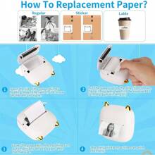 迷你贴纸打印机，带 6 卷热敏纸和贴纸的袖珍无墨打印机，七种颜色照明模式，便携式热敏打印机，适用于 DIY 剪贴簿、旅行、笔记、标签、备忘录，兼容 IOS 和 Android - 彩色 - 查看 6