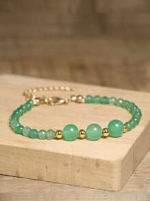 gxtbw Pulsera de curación de estilo bohemio simple con piedras naturales | Piedra de Dong Ling verde y piedra de ojo de tigre con cuentas redondas combinadas con diseño facetado | Pulsera hecha a mano con cierre de langosta ajustable de acero inoxidable y encanto de metal | Regalo de aniversario y regalo de cumpleaños