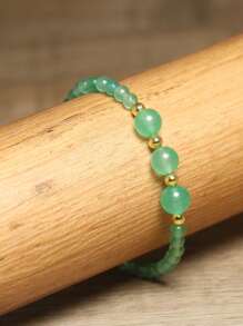 gxtbw Pulsera de curación de estilo bohemio simple con piedras naturales | Piedra de Dong Ling verde y piedra de ojo de tigre con cuentas redondas combinadas con diseño facetado | Pulsera hecha a mano con cierre de langosta ajustable de acero inoxidable y encanto de metal | Regalo de aniversario y regalo de cumpleaños