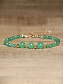 gxtbw Pulsera de curación de estilo bohemio simple con piedras naturales | Piedra de Dong Ling verde y piedra de ojo de tigre con cuentas redondas combinadas con diseño facetado | Pulsera hecha a mano con cierre de langosta ajustable de acero inoxidable y encanto de metal | Regalo de aniversario y regalo de cumpleaños