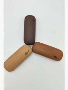 1PC复古清新简约木纹眼镜盒时尚框架近视眼镜盒大容量眼镜收纳盒 - 彩色 - 查看 4