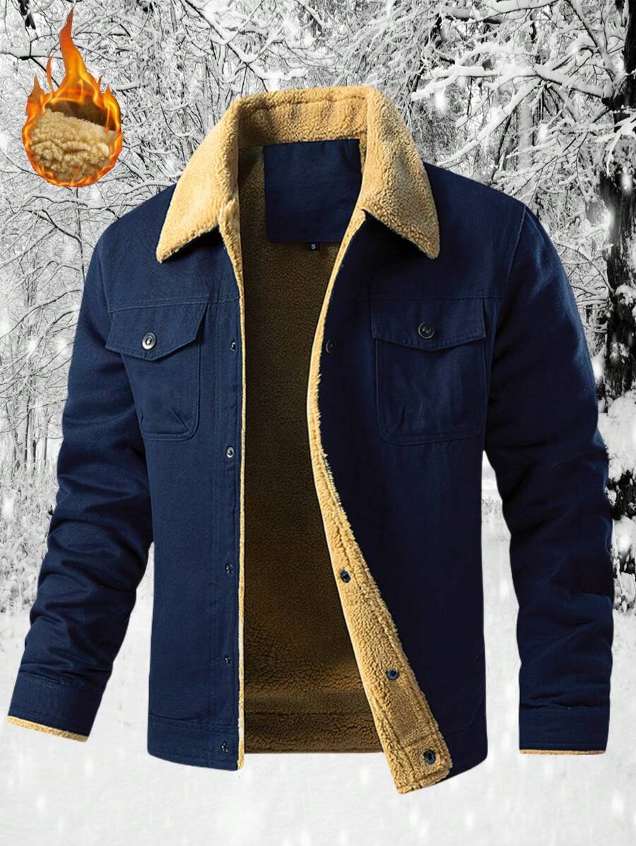 Alpha Camp 男士休闲户外保暖内衬夹克，秋冬款 - 藏蓝色 - 查看 1