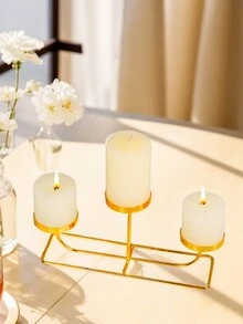 1pc Plain Candle Holder, Modern Iron Gold CandleStand For Home Decoration