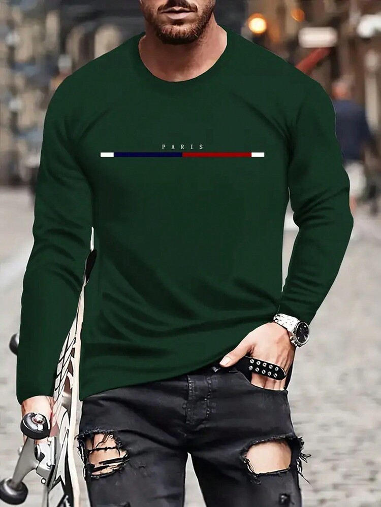 ملابس علوية رجالي 3D طويل الأكمام بطبعة موجة واسم...