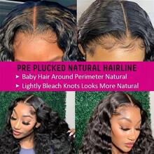 250% Density Brazilian Virgin Human Hair Deep Curly Lace Front Wigs Transparent HD 13x4 Lace Frontal Wigs Deep Wave Human Hair Wigs Remy Pre Plucked Bleached Knots With Baby Hair Natural Color - Natural Black - 查看 9
