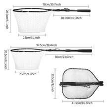 Fly Fishing Landing Net Soft Rubber Mesh Catch Release Fish Net Lightweight Portable Landing Net Aluminum Handle Frame