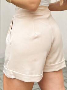 EMILI LULU RUNS4 Shorts Italian Hem Crepe Tailored Women's Two-Button Waistband Elegant - 米色 - 查看 3