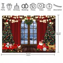 1 pieza Tela de fondo para fotografías de Navidad para decoración de fiesta de cumpleaños, boda y celebración - Multicolor - Ver 5