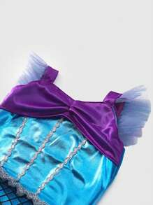 Blue Mermaid Scale Young Girl Party Dress