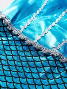 Blue Mermaid Scale Young Girl Party Dress