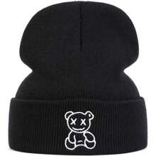 AR 1 Mũ len thêu hình gấu hoạt hình cho nam, Mũ len thời tiết lạnh thông thường, Ấm áp cho các hoạt động ngoài trời mùa xuân/thu, Chống gió cho mùa đông Mũ len Beanie Trang phục mùa thu - Nhiều màu - Xem 3