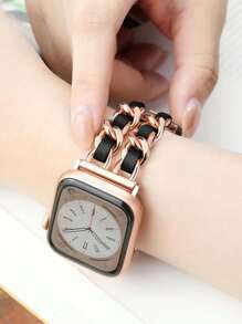 1 件可调节不锈钢玫瑰金表带,时尚经典设计双链真皮表带,兼容 Series 1-9、SE,38 毫米 40 毫米 41 毫米 42 毫米 44 毫米 45 毫米 49 毫米,男女通用礼物 - 玫瑰金 - 查看 7