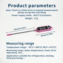 1pc Probe-Style Electronic Food Thermometer For Kitchen Oil Temperature, BBQ And Baking