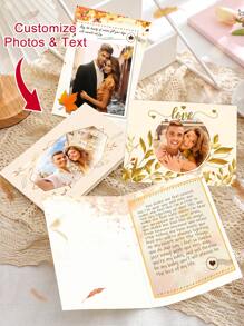1pc Custom Photo & Text Autumn Greeting Card, Both Inside And Outside Pages Can Be Customized. The Perfect Valentine's Gift For Your Girlfriend Or Boyfriend.Birthday Card, Thank You Notes In The Fall, Celebrate The Harvest For The Autumn Festival Gathering Baby Shower Family Decorations Gifts Winter Eve Gifts Back To School Winter Gift Ideas Boy Girl Valentine's Day